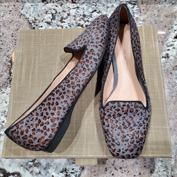 animal print leather loafers